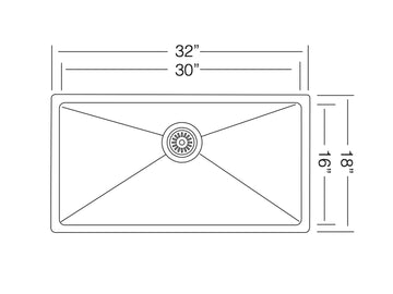 32 inch Stainless Steel Undermount Large Single Bowl Kitchen Sink - Trend 32X - Sink Depot